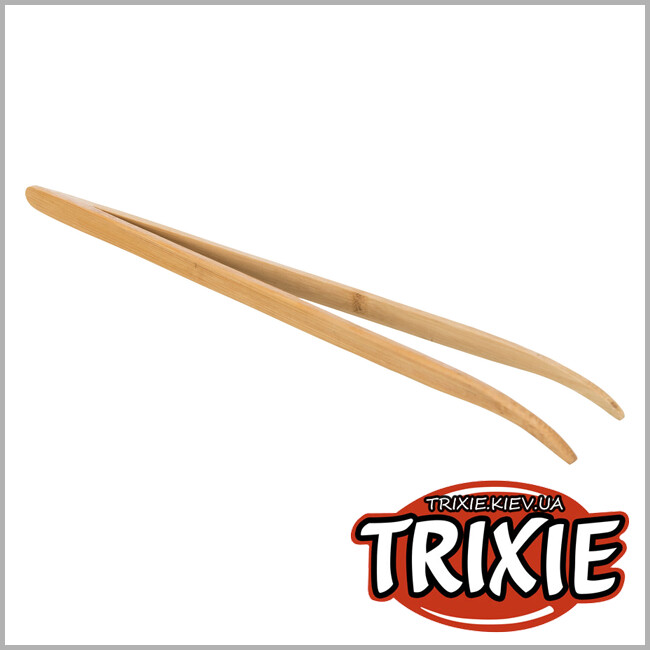 ТРИКСИ Украина - Пинцет Trixie 76228 для кормления (бамбук), угловой, 28см