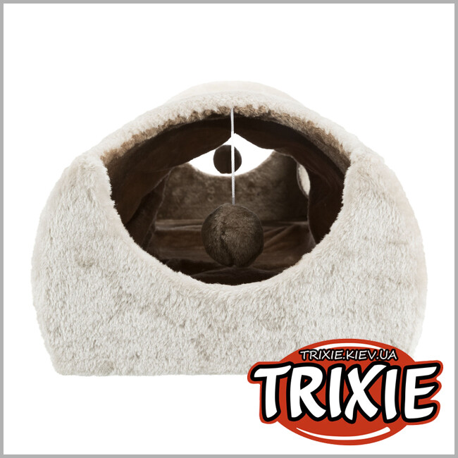 ТРИКСИ Украина - Туннель - драпак две пещеры для животных Trixie 43004, плюш/сизаль, 110х30х38 см, серый/коричневый