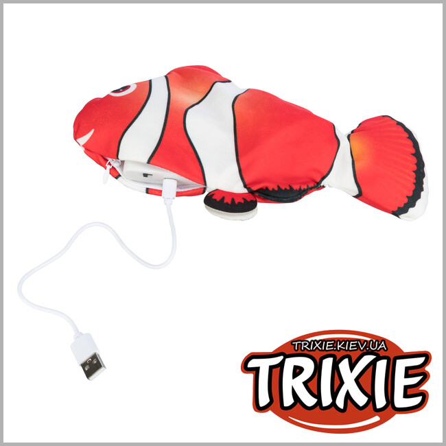 ТРИКСИ Украина - Игрушка Trixie 45824 для кошек Рыба движущаяся ткань кошачья мята 26 см