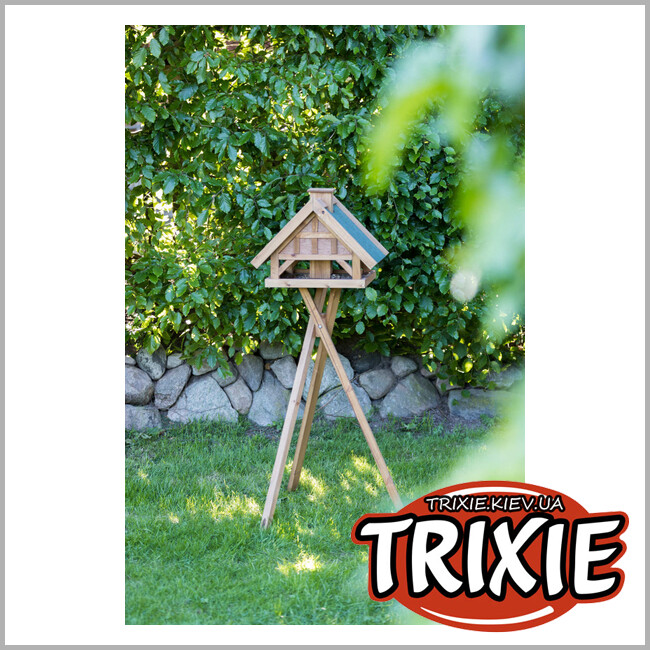 ТРИКСИ Украина - Кормушка со стойкой для птиц Trixie Natura Bird Feeder with Stand (54х40х48 см/145 cм)