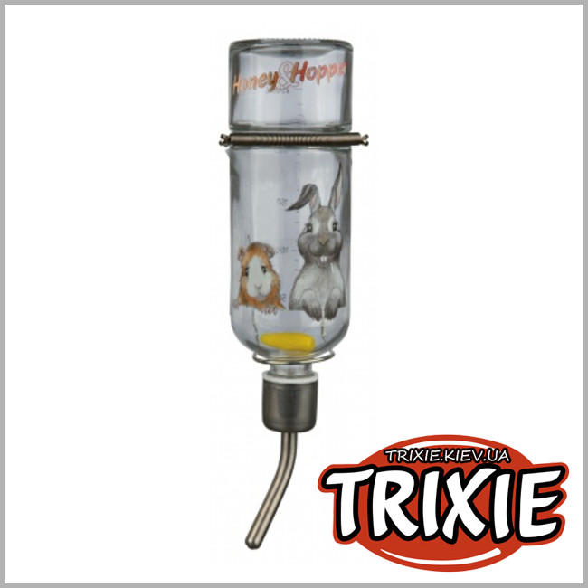 ТРИКСИ Украина - Стеклянная поилка для грызунов Trixie Honey & Hopper (стекло 250мл)