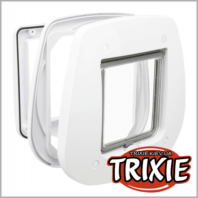 ТРИКСИ Украина - Дверца для кота для стеклянной двери TRIXIE (4 позиции, 27х26 см, белый)