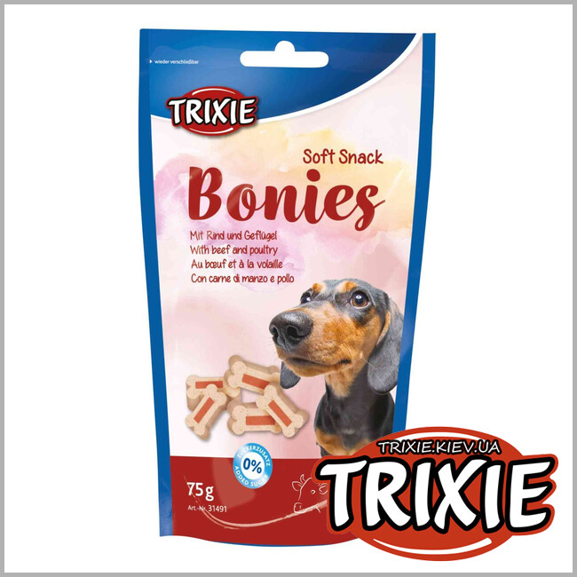ТРИКСИ Украина - Лакомство для собак Trixie 31491 Soft Snack Bonies из говядина и птица 75г