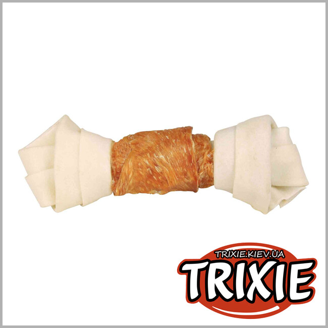 ТРИКСИ Украина - Лакомство для собак Trixie 31324 DENTA fun кость с узлами для чистки зубов курица 18см/120г