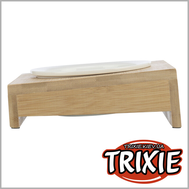 ТРИКСИ Украина - Миска на подставке для собак Trixie 24538 (керамика/бамбук), 0.25л/12см/15х5х15см