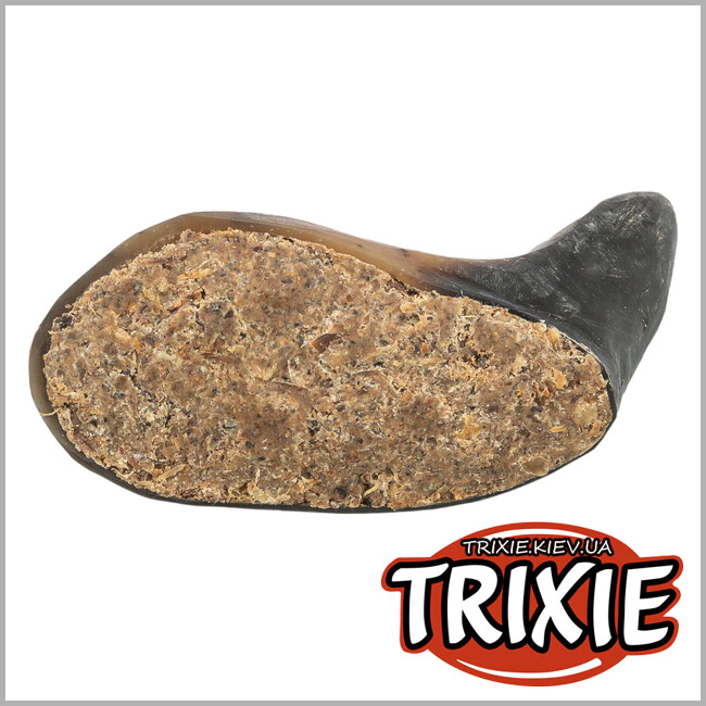 ТРИКСИ Украина - Рог буйвола для животных Trixie 27751 с начинкой из мяса/сухожилия, 10-14см.