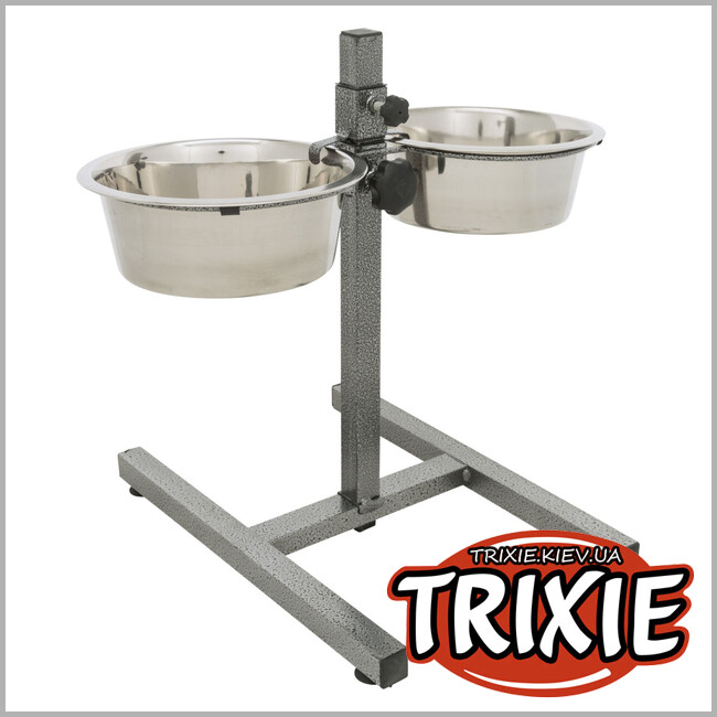 ТРИКСИ Украина - Подставка с мисками для собак Trixie 24921 на регулируемой подставке металлическая 2x1,8 л/21 см