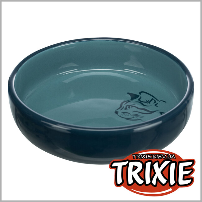 ТРИКСИ Украина - Миска для коротконосых пород котов Trixie Ceramic Bowl (0.3л/ 15см, цвета разные)
