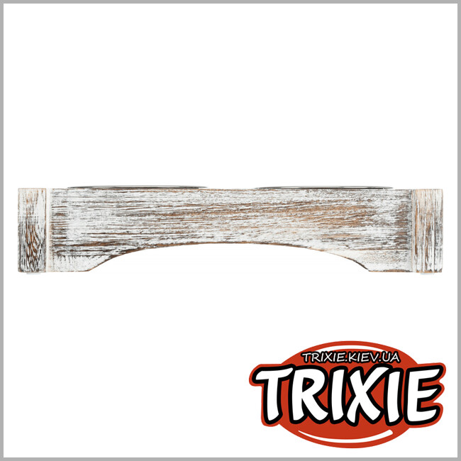 ТРИКСИ Украина - Миски на подставке TRIXIE (30х5х16см, белый, металл-дерево, 2х0.2л)