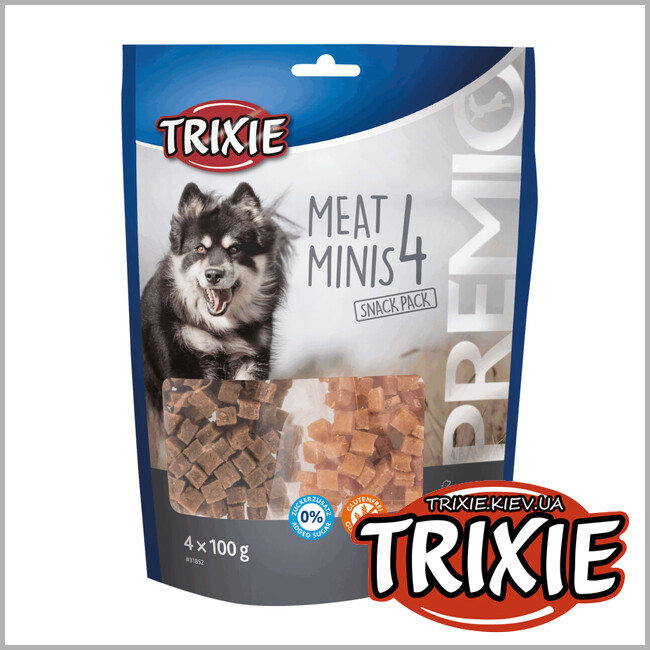 ТРИКСИ Украина - Лакомство для собак Trixie 31852 PREMIO 4 Meat Minis с курицей, уткой, говядиной и бараниной 400г