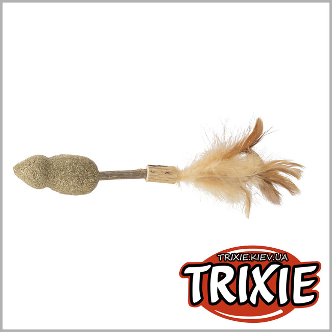 ТРИКСИ Украина - Игрушка Trixie 42442 "леденчик-мышка" с мататаби и перьями, 20см