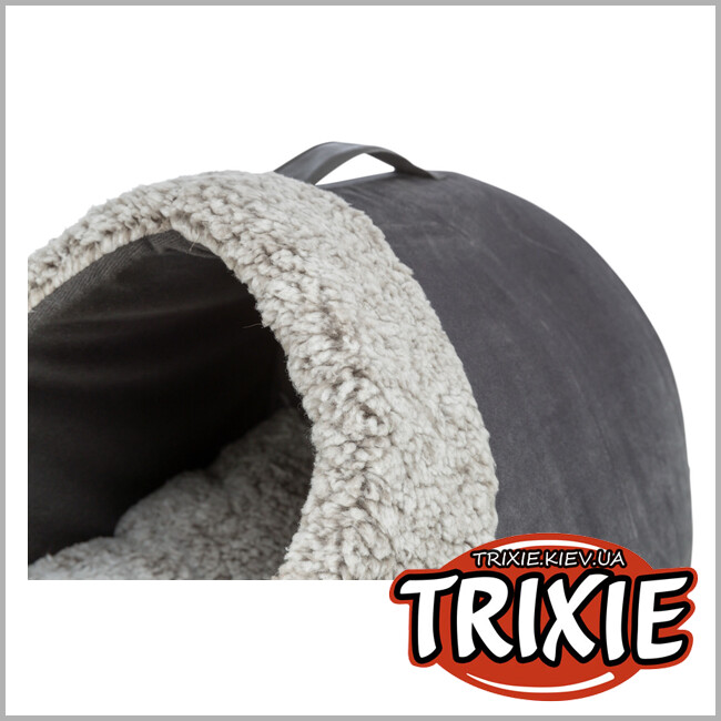 ТРИКСИ Украина - Лежак-пещера для животных Trixie "Calida" с теплоотражающей вставкой, 50х30х35см, серый/бело-черный
