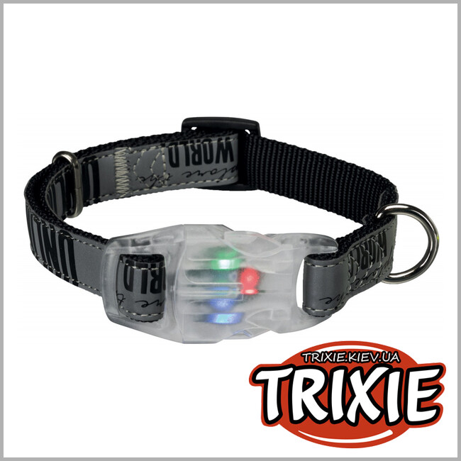 ТРИКСИ Украина - Ошейник TRIXIE - Explore с маячком-мигалкой (L–XL: 40–65 см/25 мм, черный)