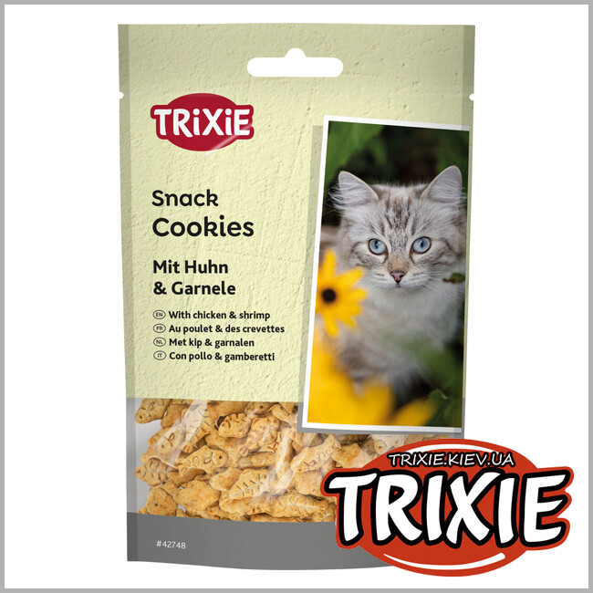 ТРИКСИ Украина - Лакомство-печенье для кошек Trixie 42748 с курицей и креветками, 50гр