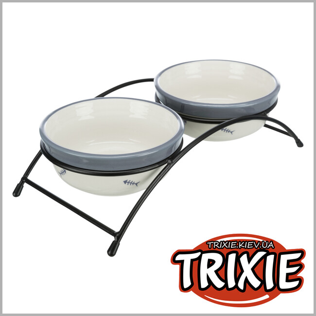 ТРИКСИ Украина - Подставка с 2мя керамическими мисками Trixie Eat on Feet (не скользит 2 * 12см / 0.3 L)