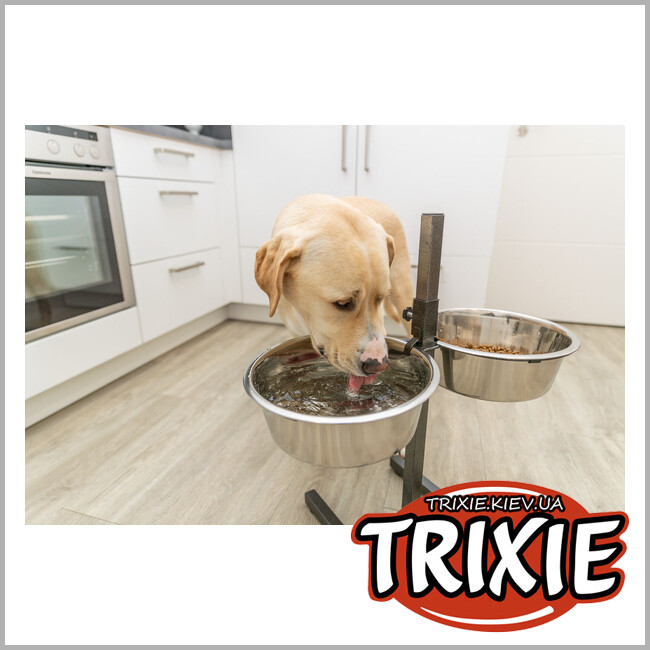 ТРИКСИ Украина - Подставка с мисками для собак Trixie 24923 на регулируемой подставке металлическая 2x4,5 л/29 см