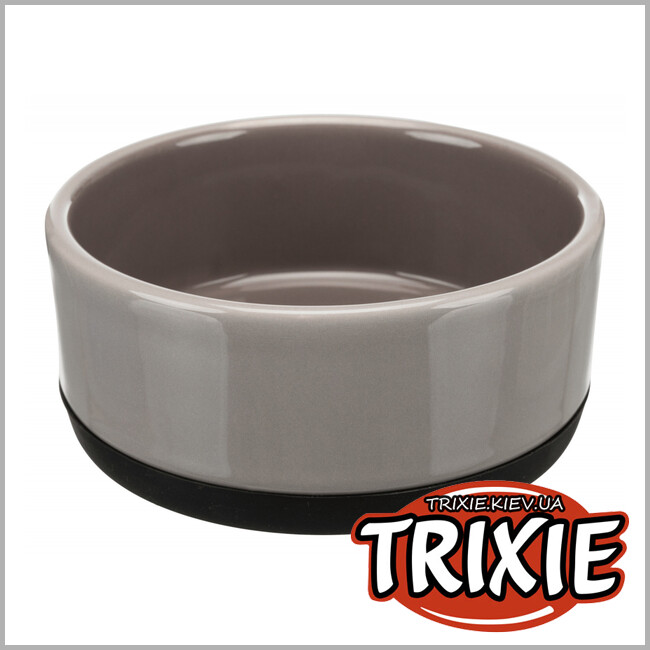 ТРИКСИ Украина - Миска керамическая с резиновой кромкой TRIXIE (0.4л/12см, серая)