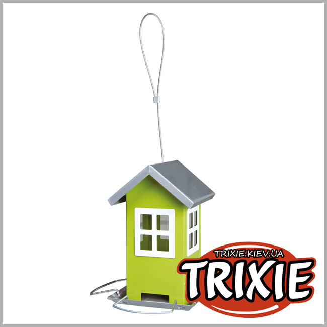 ТРИКСИ Украина - Металлическая кормушка для птиц Trixie Bird Feeder (зеленый 1,000 ml/20 cm)