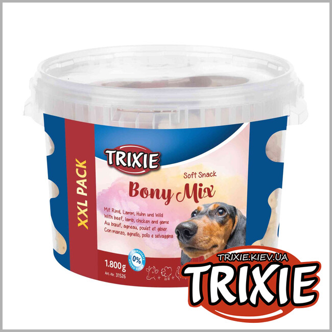 ТРИКСИ Украина - Лакомство для собак Trixie 31526 Soft Snack Bony Mix XXL с говядиной, бараниной, курицей 1,8кг