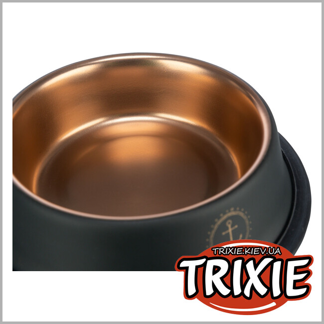 ТРИКСИ Украина - Миска "BE NORDIC", Trixie 24303 нержав.сталь/резина, 0.2л/15см, черный/бронза