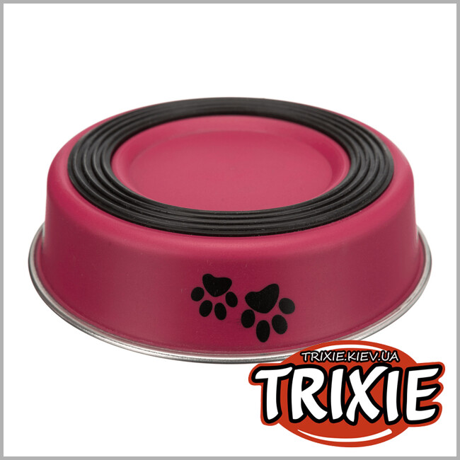 ТРИКСИ Украина - Миска нескользящая металл для коротконосых котов TRIXIE (0.25л / 13см цвета разные)