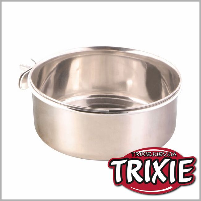 ТРИКСИ Украина - Миска металлическая с кольцом креплением для попугаев Trixie (0.3 L / ø 9 см)