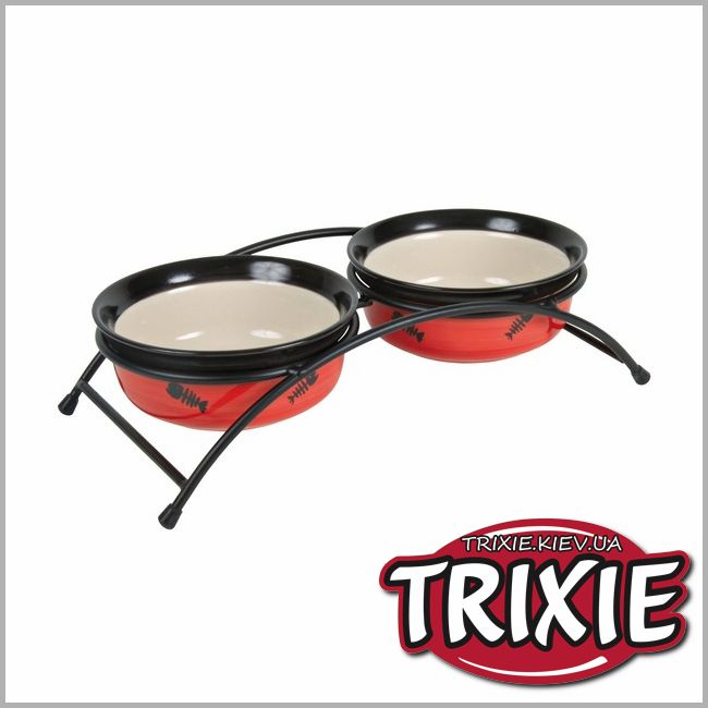 ТРИКСИ Украина - Подставка с 2мя керамическими мисками Trixie Eat on Feet (не скользит 2 * 12см / 0.3 L)