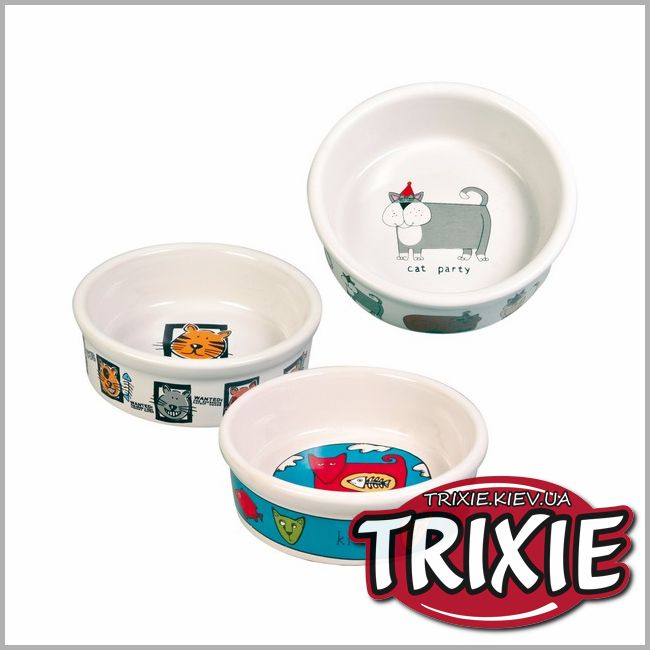 ТРИКСИ Украина - Набор керамических мисок для кошек TRIXIE (0.2L * 4шт)