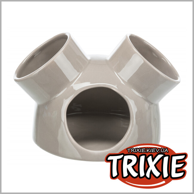 ТРИКСИ Украина - Керамический дом крепость с 3 входами для грызунов Trixie Ceramic House with 3 entrances (12*10 см серо-коричневый)