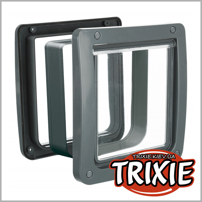 ТРИКСИ Украина - Дверца XXL для кота с тоннелем Trixie 4-Way Flap Door XXL (4 позиции 24*28 см серый)