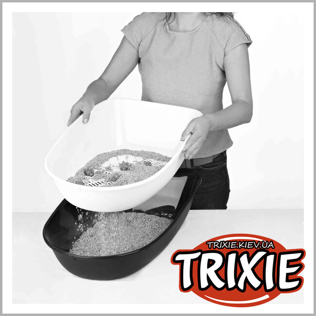 ТРИКСИ Украина - Туалет для кота Berto-TRIXIE XL (рама+сетка, 47 х 26 х 69 см, антрацит/белый)