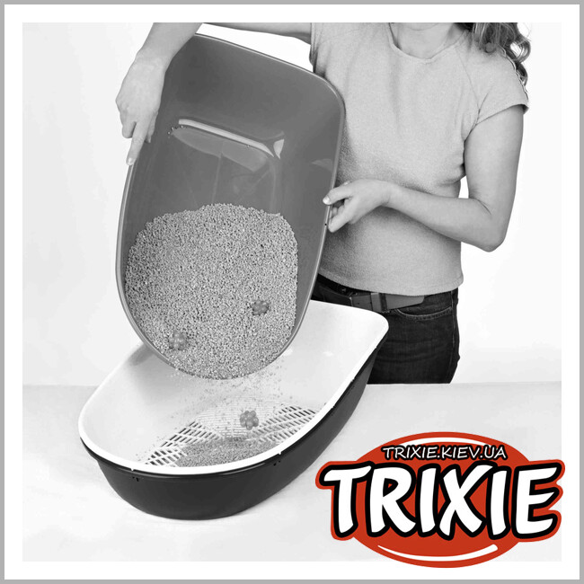 ТРИКСИ Украина - Туалет для кота Berto-TRIXIE XL (рама+сетка, 47 х 26 х 69 см, антрацит/белый)