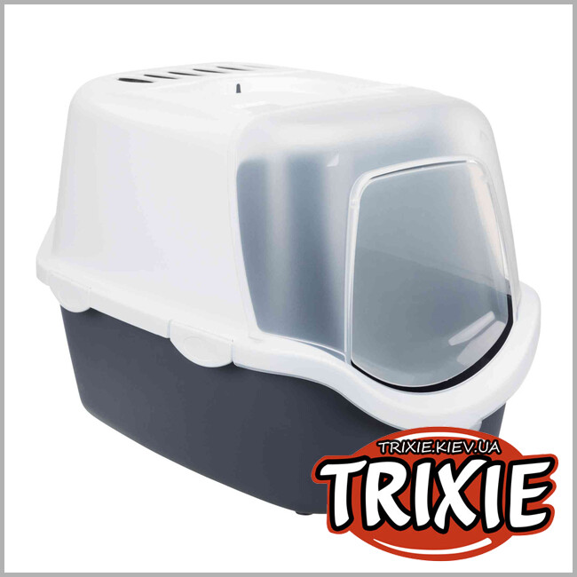 ТРИКСИ Украина - Туалет с дверцей и лопаткой Trixie Vico Open Top Litter Tray (+лопатка 40*40*56 см сине-серый/белый)