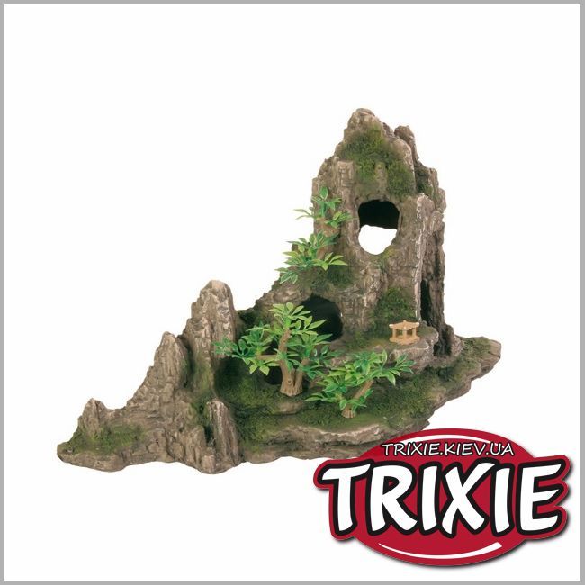 ТРИКСИ Украина - Грот для рыбок TRIXIE - Скалы с пещерой с растениями, 27 см