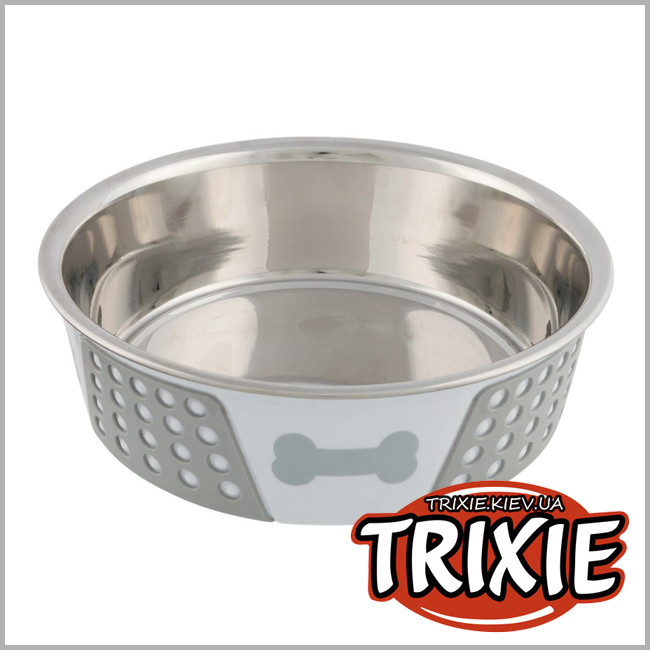 ТРИКСИ Украина - Миска металлическая с силиконовым покрытием для собак TRIXIE(не скользит 0.4л / 14см)