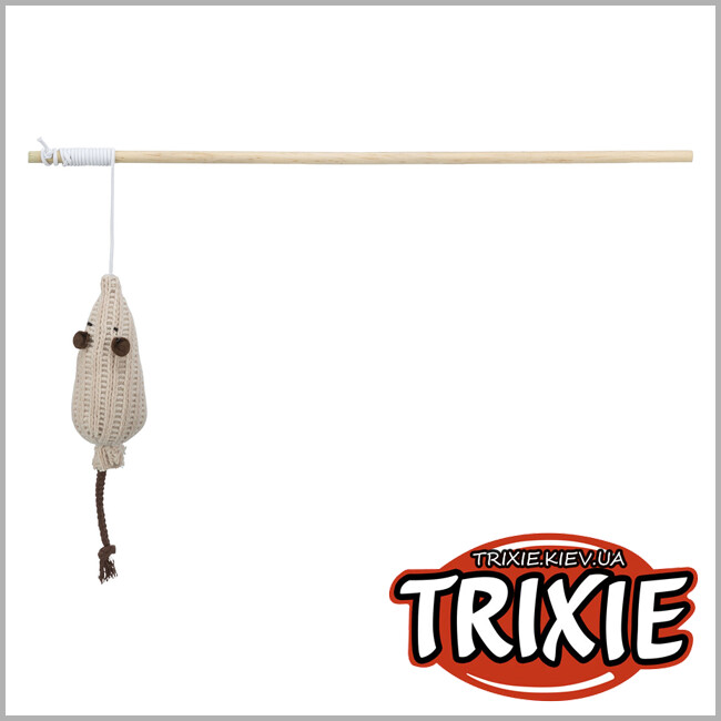 ТРИКСИ Украина - Удочка-дразнилка Trixie 41192 с мышью (дерево/ткань), 40см