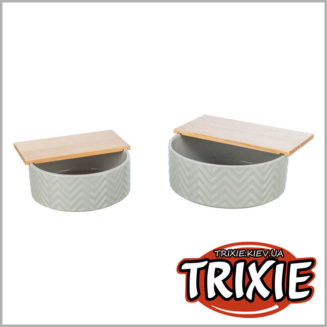 ТРИКСИ Украина - Ванна для дегу и хомяков Trixie 63009 для песка с платформой (керамика/дерево), 24/25х9см