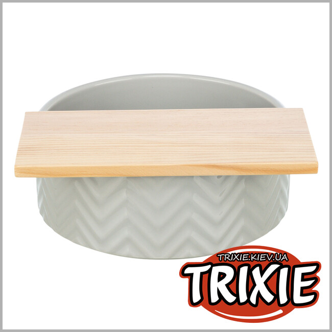ТРИКСИ Украина - Ванна для дегу и хомяков Trixie 63009 для песка с платформой (керамика/дерево), 24/25х9см