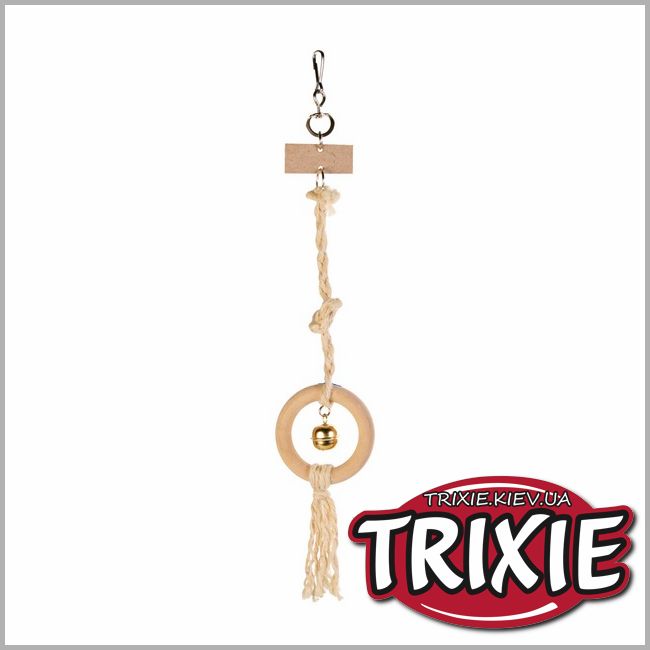 ТРИКСИ Украина - Кольцо деревянное с верёвкой и колокольчиком для птиц TRIXIE