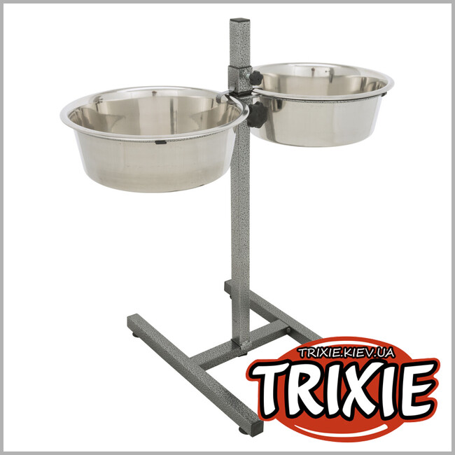 ТРИКСИ Украина - Подставка с мисками для собак Trixie 24923 на регулируемой подставке металлическая 2x4,5 л/29 см