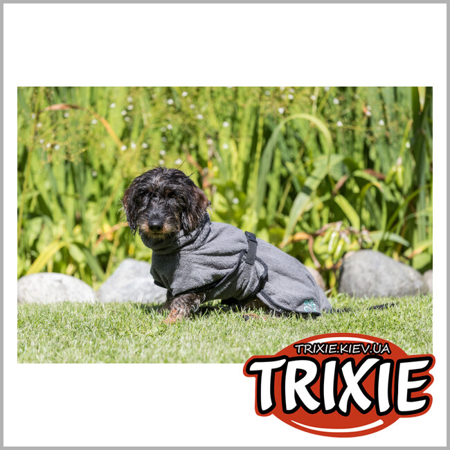 ТРИКСИ Украина - Халат-попона для собак махровый TRIXIE (L: 60см, серый)