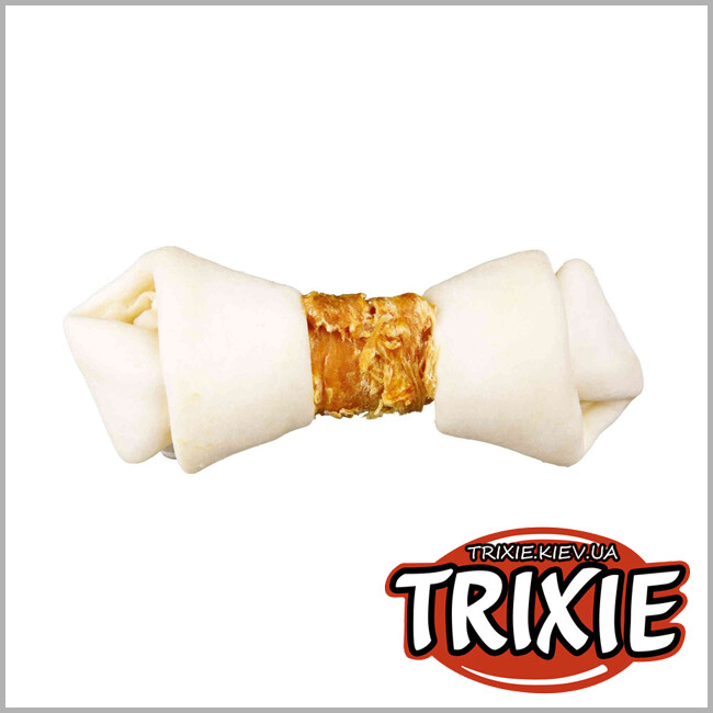 ТРИКСИ Украина - Лакомство для собак Trixie 31322 DENTA fun кость с узлами для чистки зубов курица 2шт. 11см/70г