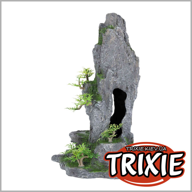 ТРИКСИ Украина - Грот для рыбок TRIXIE - Скала с пещерой с растениями (37 см)