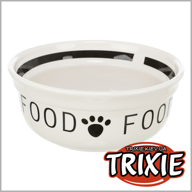 ТРИКСИ Украина - Миска для собак Trixie 24414 Food керамическая 0,6 л диаметр 15 см бело-черная
