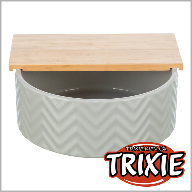 ТРИКСИ Украина - Ванна для дегу и хомяков Trixie 63009 для песка с платформой (керамика/дерево), 24/25х9см