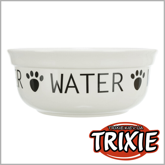 ТРИКСИ Украина - Миска Trixie Water керамическая для собак Trixie 24486 0,6 л диаметр 15 см бело-черная