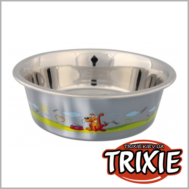 ТРИКСИ Украина - Миска стальная для собак TRIXIE (Размер: 0.875л/o17см)