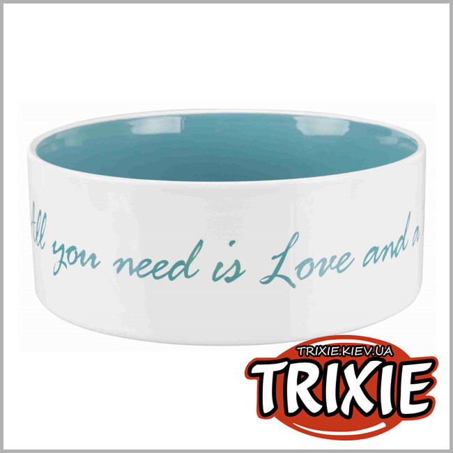 ТРИКСИ Украина - Миска для собак Pets Home-TRIXIE (1.4л/20cм, крем/бирюза)