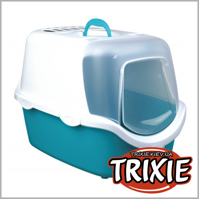 ТРИКСИ Украина - Туалет с дверцей и лопаткой Trixie Vico Open Top Litter Tray (+лопатка 40*40*56см аквамарин/белый)