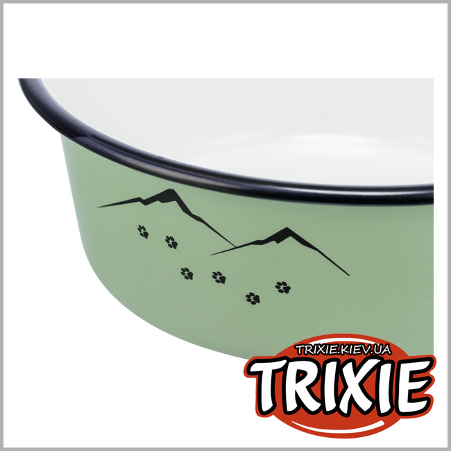 ТРИКСИ Украина - Миска Trixie 25211 для кошек Adventure зеленая эмаль/металл 300 мл/12 см